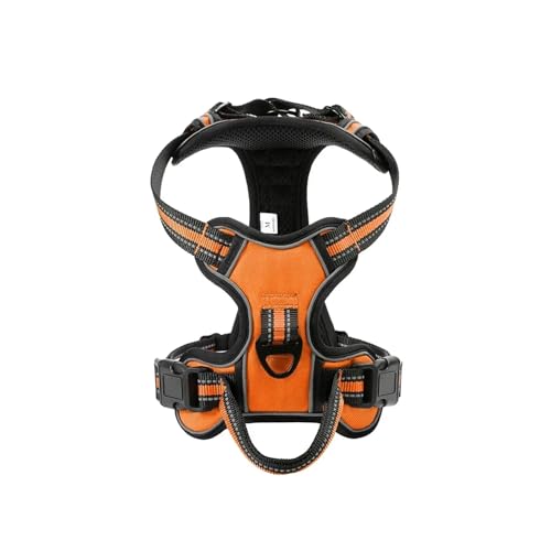 Hundegeschirr, reflektierend, weich, kein Ziehen, für kleine und große Hunde, verstellbar, Nylon, Orange, Größe M Hundegeschirr, reflektierend, weich, kein Ziehen, für kleine und große Hunde, verstellbar, Nylon, Orange, Größe M von Generisch