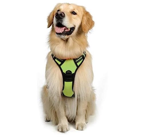 Hundegeschirr Anti-Zug Sicherheitsgeschirr atmungsaktiv reflektierend gepolster (Gelb-Grün, M) von Generisch