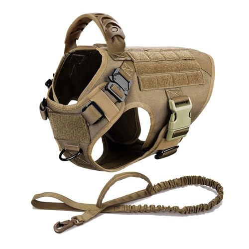Hundegeschirr für große Hunde, mit Leine, Geschirr für mittelgroße und große Hunde, verstellbar (Braun, XL) von Generisch