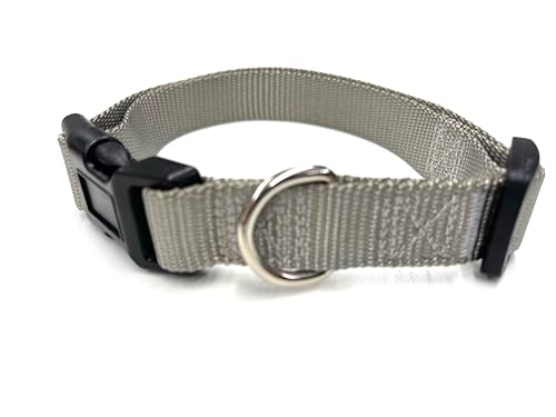 Hundehalsband, Nylon (XS, Grau) Universal mit Klickverschluss und Längenverstellung, Diverse Größen und Farben von Generisch