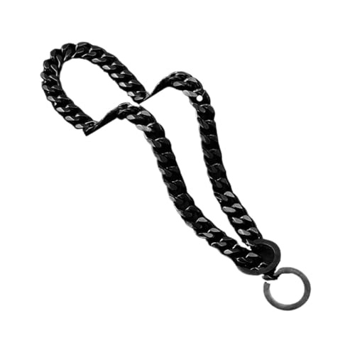 Hundehalsband, silber-goldfarben, 15 mm breit, kubanische Gliederkette für Hunde, stark, glatt, Edelstahl, Metall, Haustier-Trainings-Schlupfkette (Schwarz, 51 cm - 15 mm) von Generisch