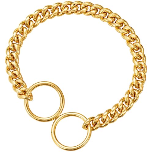 Hundehalsband aus Edelstahl - Schwere kubanische Kette Metall Hundehalsband für kleine Hunde, langlebiges und stilvolles Design für den täglichen Gebrauch von Generisch