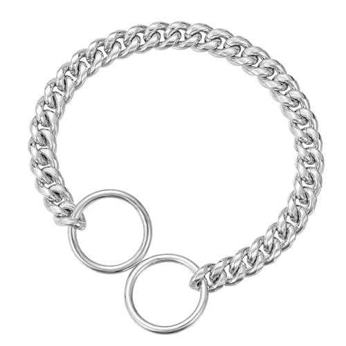 Hundehalsband aus Edelstahl - Schwere kubanische Kette Metall Hundehalsband für kleine Hunde, langlebiges und stilvolles Design für den täglichen Gebrauch von Generisch