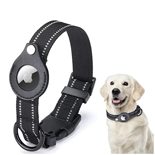 Hundehalsband für AirTag, Halsband Haustiere, verstellbar, Halsbänder für Katzen und Hunde mit Airtag (Schwarz) von Generisch