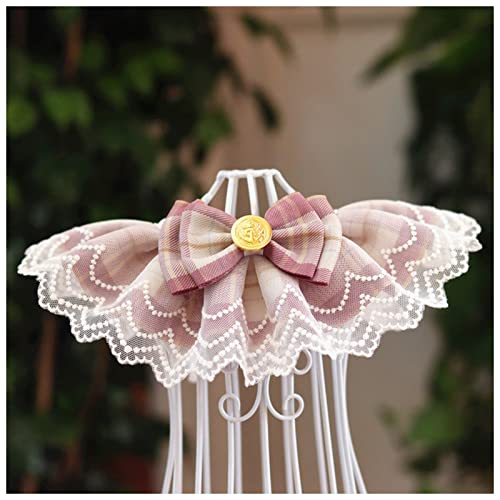 Hundehalsband mit originellem Design, rosa kariert, Schleife, Organza, Baumwolle, Gaze, Hunde-Halskette, Lätzchen, Katzenzubehör, spezielles Kätzchen-Haustierprodukt, Haustierhalsband von Generisch