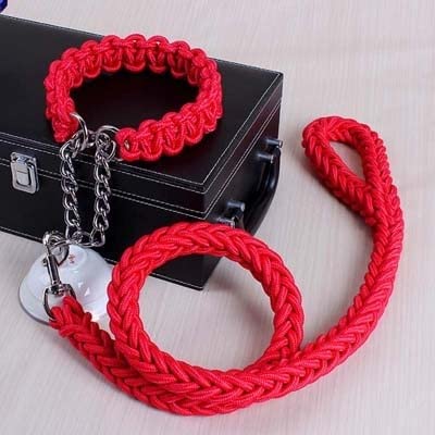 Hundehalsband und Leine, handgefertigt, doppelsträngiges Seil mit Metall-P-Kettenschnalle, langlebiges Haustier-Trainingskletterseil, ideales Hundezubehör Hundehalsband und Leine, handgefertigt, doppelsträngiges Seil mit Metall-P-Kettenschnalle, langlebiges Haustier-Trainingskletterseil, ideales Hundezubehör von Generisch