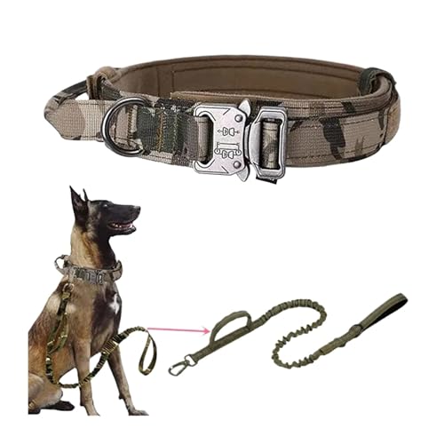 Hundehalsband und Leine, strapazierfähig, für Deutsche Schäferhunde (mittelgroße und große Hunde), Camouflage-Set, XL-Halsumfang 53–63 cm von Generisch