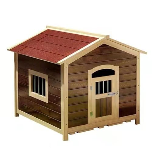 Hundehütte aus Holz – Wetterfeste Haustierhütte für den Außenbereich mit überdachter Veranda, natürliche Holzkonstruktion für Haltbarkeit und Komfort Hundehütte aus Holz – Wetterfeste Haustierhütte für den Außenbereich mit überdachter Veranda, natürliche Holzkonstruktion für Haltbarkeit und Komfort von Generisch
