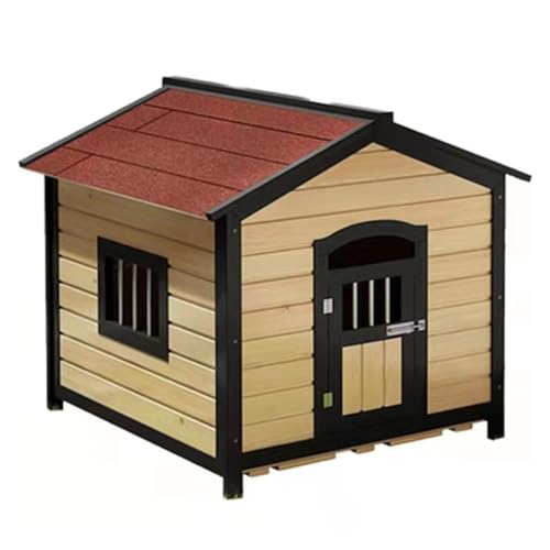 Hundehütte aus Holz – Wetterfeste Haustierhütte für den Außenbereich mit überdachter Veranda, natürliche Holzkonstruktion für Haltbarkeit und Komfort Hundehütte aus Holz – Wetterfeste Haustierhütte für den Außenbereich mit überdachter Veranda, natürliche Holzkonstruktion für Haltbarkeit und Komfort von Generisch
