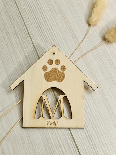 Hundehütte aus Holz mit Gravur Dekoschild Hundenapf Körbchen Hundehaus Hundehütte (20cm) von Generisch