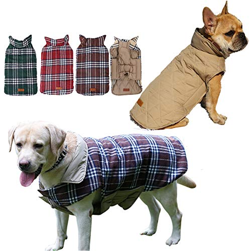 Hundejacken – Winterweste für den Winter, winddicht, wasserdicht, wendbar, kariert, gemütlich, mit Fleecefutter für kleine, mittelgroße und große Hunde, ideal für kaltes Wetter Hundejacken – Winterweste für den Winter, winddicht, wasserdicht, wendbar, kariert, gemütlich, mit Fleecefutter für kleine, mittelgroße und große Hunde, ideal für kaltes Wetter von Generisch