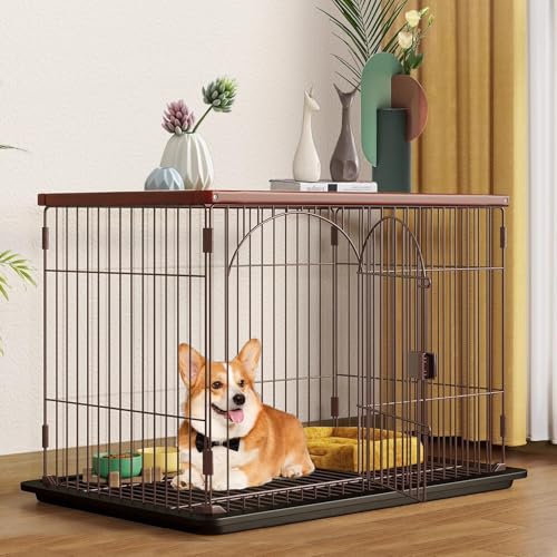 Hundekäfig Beistelltisch Möbel, Indoor Pet Cage mit Abnehmbarem Tablett für Große Mittlere Hunde, Multifunktionaler Beistelltisch Hundekäfig Beistelltisch Möbel, Indoor Pet Cage mit Abnehmbarem Tablett für Große Mittlere Hunde, Multifunktionaler Beistelltisch von Generisch