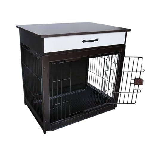 Hundekäfig-Möbel aus Holz für den Innenbereich, mit Schubladen und verschiebbarer Ablage, einfache Montage, Aufbewahrungstisch für kleine und mittelgroße Haustiere von Generisch