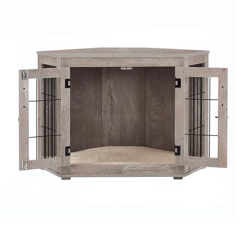 Hundekäfigmöbel aus Holz mit Kissen, gemütliches Netzdesign für kleine und mittelgroße Hunde, vielseitige Haustierhütte mit Einzeltür, ideal als Couchtisch von Generisch