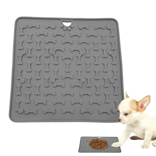 Hundeleckmatte, Saugnapf Verlangsamer Futterautomat Silikon, Futterpad Einfach zu Reinigen 19x19cm für Beschäftigung Training Fütterung Bereicherung von Generisch