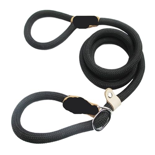 Hundeleine, geflochtenes Seil, verstellbare Schlaufe, Halsband, Trainingsleine für mittelgroße und große Hunde (Schwarz, 1,2 x 180 cm) von Generisch