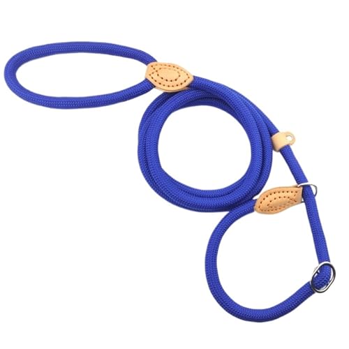 Hundeleine, strapazierfähig, geflochtenes Seil, verstellbare Schlaufe, Halsband, Trainingsleine für kleine, mittelgroße Hunde (Blau, 0,8 cm x 1,5 m) von Generisch