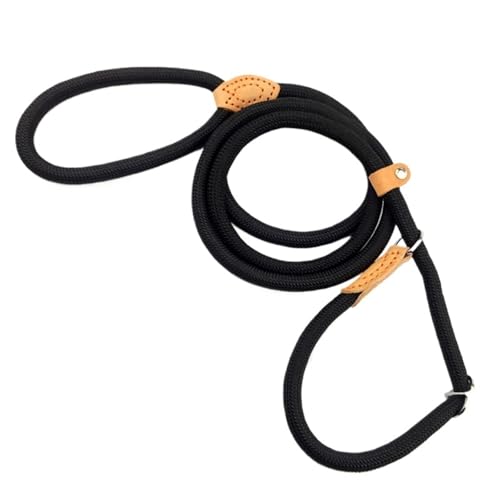 Hundeleine, strapazierfähig, geflochtenes Seil, verstellbare Schlaufe, Halsband, Trainingsleine für kleine, mittelgroße Hunde (Schwarz, 0,8 cm x 1,8 m) von Generisch