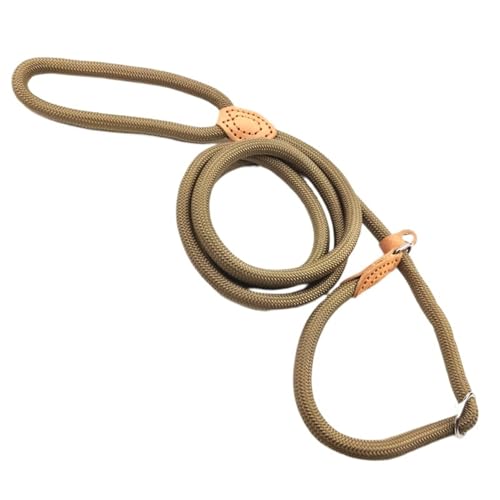 Hundeleine, strapazierfähig, geflochtenes Seil, verstellbare Schlaufe, Halsband, Trainingsleine für kleine, mittelgroße Hunde (dunkles Khaki, 1,0 cm x 1,5 m) von Generisch