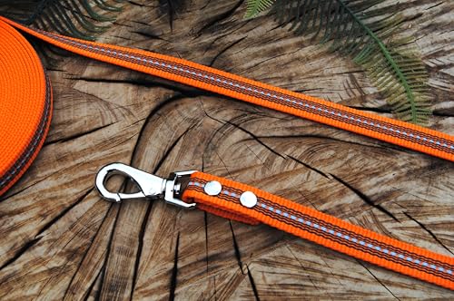Hundeleine Grip + reflektierend Orange 20mm Snapper-Deluxe Trainingslein Schleppleine (5m ohne Schlaufe) von Generisch