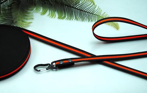 Hundeleine Grip Schwarz-Orange 20mm Aluminium-Strong Schleppleine Fährtenleine Führleine (3m mit Schlaufe) von Generisch