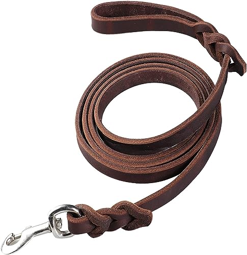 Hundeleine aus Leder, geflochtene, robuste Echtlederleine mit starkem Metalldrehclip, 1,5 m für Haustiere Hundeleine aus Leder, geflochtene, robuste Echtlederleine mit starkem Metalldrehclip, 1,5 m für Haustiere von Generisch