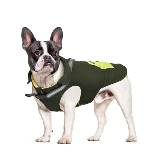 Hundemantel Wasserdicht, Warme Hundejacke Winter Hunde Mantel mit Geschirr & Snack-Tasche & Reflektierender Streifen, Fleece-Futter Hundejacke für kleine Hunde (L) von Generisch