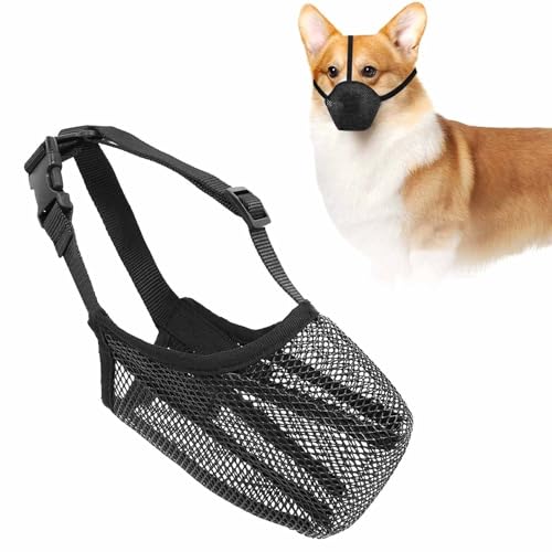 Hundemaulkorb, weicher Netzmaulkorb, atmungsaktiv, Hundemaulkörbe für kleine, mittelgroße und große Hunde, vergifteter Köderschutz, Maulkorb mit verstellbaren Riemen, verhindert Beißen, Kauen und von Generisch