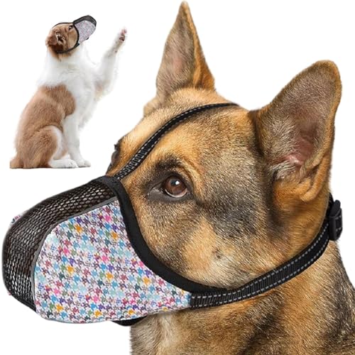 Hundemaulkorb | Justierbarer Weicher Netz Maulkorb Mit Bellen Schutz - Weiches Luftmesh Gestattet Hecheln Anti-Bellen - Schutz Vor Wildtieren Und Nahrungsaufnahme von Generisch