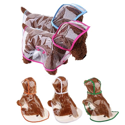 Hunderegenmantel,Wasserdichter Haustier-Regenmantel mit Kapuze,Transparent, PVC, Atmungsaktiv,Regenmantel Hund mit Knopfverschluss,Geeignet für mittlere und große Hunde von Generisch