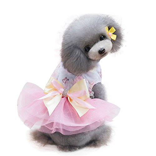 Hunderegenmantel Mit Geschirr Grid Puppy Dog Dress Entzückendes Kleid Haustiere Rock Medium für Kleidung Kleine Haustierkleidung Hundemantel uziert (Pink, S) von Generisch