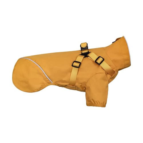 Hunderegenmantel mit Reißverschluss, wasserdichte reflektierende Regenjacke für Welpen, Regenmantel mit Geschirr für kleine und mittlere Hunde (Gelb, 2XL) von Generisch
