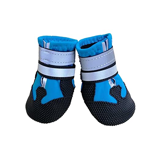 Hundeschutzstiefel – wasserdichte Hundeschuhe mit rutschfestem Futter und verstellbaren reflektierenden Riemen, Protektoren für kleine, mittelgroße und große Hunde, Wandern/Pfotenpflege (Blau, XL) von Generisch