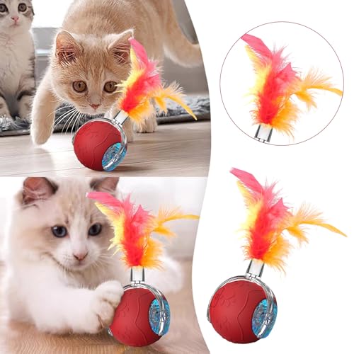 Hundespielzeug Intelligenz 2025 Neues bewegungsaktiviertes Katzenspielzeug für Hauskatzen Langlebiges Katzenspielzeug für gelangweilte Hauskatzen Intelligentes Starkes (Red, One Size) von Generisch