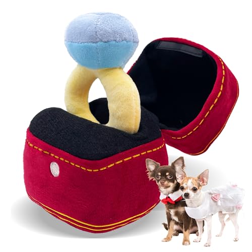 Hundespielzeug-Ringbox – Plüsch, quietschend, Verlobung, Geburtstag, Humor, Hundezubehör Hundespielzeug-Ringbox – Plüsch, quietschend, Verlobung, Geburtstag, Humor, Hundezubehör von Generisch