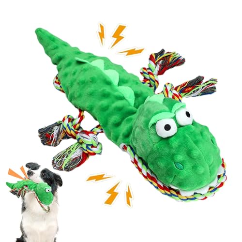 Hundespielzeug mit Quietsch-Zahnreiniger, Spielzeug für Hunde, Tier-Optik, Plüsch-Hundespielzeug, quietschendes Kauspielzeug mit Stretch-Seil von Generisch