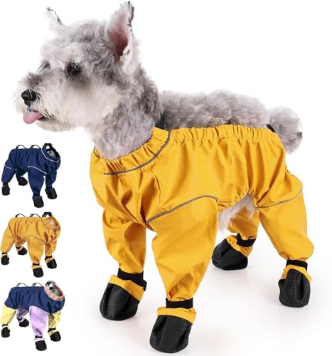 Hundestiefel Mit Hosenträgern,Hundestiefel Leggings,wasserdichte Hundestiefel Pfotenschutz Hundehose Anti-Rutsch-Hundeschuhe Haustierschutz zum Spazierengehen, Laufen, Wandern (Yellow, M) von Generisch
