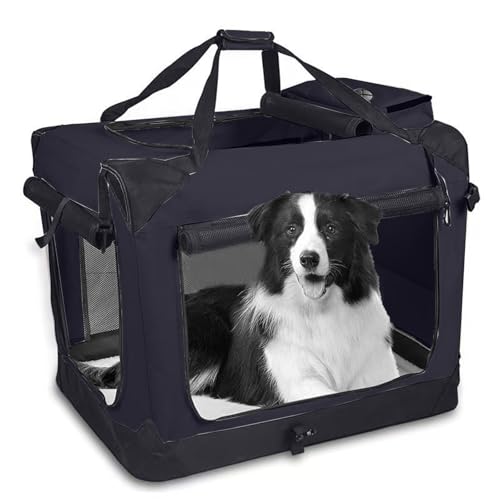 Hundetransportbox faltbar – Atmungsaktive Mesh-Tasche für Hunde & Katzen – Leicht & Tragbar für Reisen, Outdoor, Zuhause – Ideal für Camping, Spaziergänge, Tierarzt (Schwarz, L) von Generisch