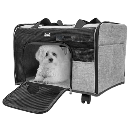 Hundetransportwagen mit Rädern, Hundetransportbox für Hunde und Katzen mit Rädern | Verschleißfeste wasserdichte Katzentransportbox | Bequeme und atmungsaktive Transportbox für Abenteuer in der Luft Hundetransportwagen mit Rädern, Hundetransportbox für Hunde und Katzen mit Rädern | Verschleißfeste wasserdichte Katzentransportbox | Bequeme und atmungsaktive Transportbox für Abenteuer in der Luft von Generisch