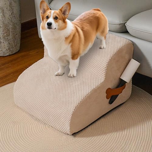 Hundetreppe, Hundetreppe Sofa für Kleine Hunde 30cm, Hunderampe für Couch aus Hochdichtem Schwamm, Haustiertreppe für Hunde mit Fusselrolle für Sofa Bett Auto Hundetreppe, Hundetreppe Sofa für Kleine Hunde 30cm, Hunderampe für Couch aus Hochdichtem Schwamm, Haustiertreppe für Hunde mit Fusselrolle für Sofa Bett Auto von Generisch