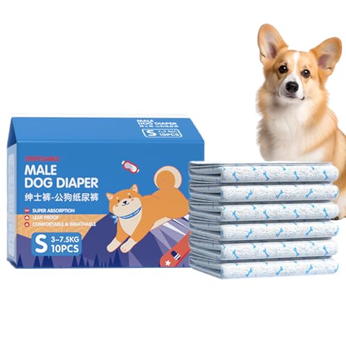 Hundewindeln, 10 Stück Super Saugfähige Hundewickel, Auslaufsicherer Elastischer Verband Für Erholung Reha Reisen Und Unfallschutz Zu Hause Hundewindeln, 10 Stück Super Saugfähige Hundewickel, Auslaufsicherer Elastischer Verband Für Erholung Reha Reisen Und Unfallschutz Zu Hause von Generisch