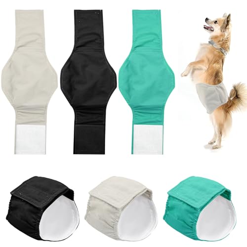 Hundewindeln für Rüden, 3 Stück Rüdenwindel Waschbar Wiederverwendbare, Hoch Saugfähige Hundewindeln, Hunde Bauchbänder für Inkontinenz und Training, Schwarz/Braun/Grau, XS von Generisch