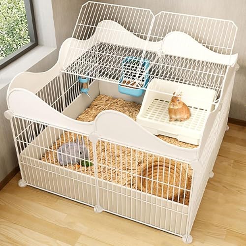 Indoor Kaninchenstall für 2 Kaninchen, Metalldraht Kleintierkäfig Geräumiges DIY Haustiergehege für Bewegung, ideal für Katzen und kleine Haustiere von Generisch