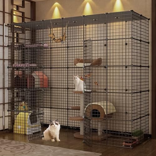 Indoor Katzengehege Großes Laufstall, Abnehmbarer Metalldraht Zwinger mit Dach, Geräumiger Übungsbereich für mehrere Katzen Indoor Katzengehege Großes Laufstall, Abnehmbarer Metalldraht Zwinger mit Dach, Geräumiger Übungsbereich für mehrere Katzen von Generisch
