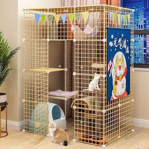 Indoor Katzengehege Großes Laufstall, Abnehmbarer Metalldraht Zwinger mit Dach, Geräumiger Übungsbereich für mehrere Katzen Indoor Katzengehege Großes Laufstall, Abnehmbarer Metalldraht Zwinger mit Dach, Geräumiger Übungsbereich für mehrere Katzen von Generisch