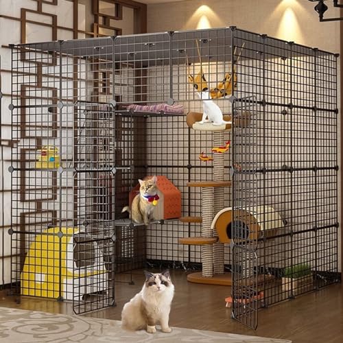 Indoor-Katzengehege Laufstall, abnehmbarer Metalldraht-Zwinger mit Dach, geräumiger Übungsbereich für mehrere Katzen von Generisch