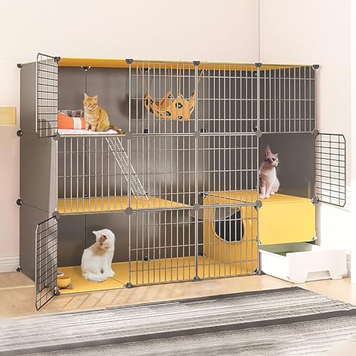 Indoor Katzengehege mit abnehmbarer Katzentoilette, großer Metalldraht DIY Katzenkiste für Bewegung und Spiel, ideal für 1-2 Katzen Indoor Katzengehege mit abnehmbarer Katzentoilette, großer Metalldraht DIY Katzenkiste für Bewegung und Spiel, ideal für 1-2 Katzen von Generisch