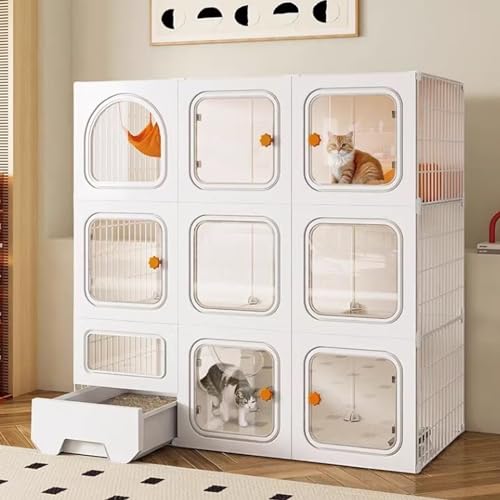 Indoor Katzenhütte mit Katzentoilette, zusammenklappbarer Haustier-Laufstall für mehrere Katzen, großer Übungsraum für den Heimgebrauch Indoor Katzenhütte mit Katzentoilette, zusammenklappbarer Haustier-Laufstall für mehrere Katzen, großer Übungsraum für den Heimgebrauch von Generisch