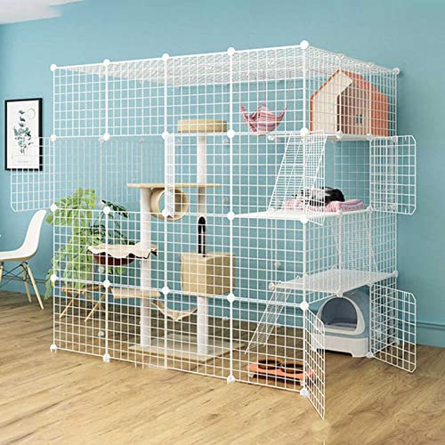 Indoor Katzenkäfige - Großes DIY Freigehege Laufstall für 1-4 Katzen, Leicht zu reinigende Katzenkiste mit Zubehör, Idealer Katzen-Trainingsraum, Langlebige & Sichere Hundekäfige von Generisch