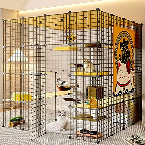 Indoor Katzenkäfige mit Dach - Dickeres Stahlgestell, Einfach zu montieren, Sichere Katzentragetasche, Super Trägergehege für große Katzen von Generisch